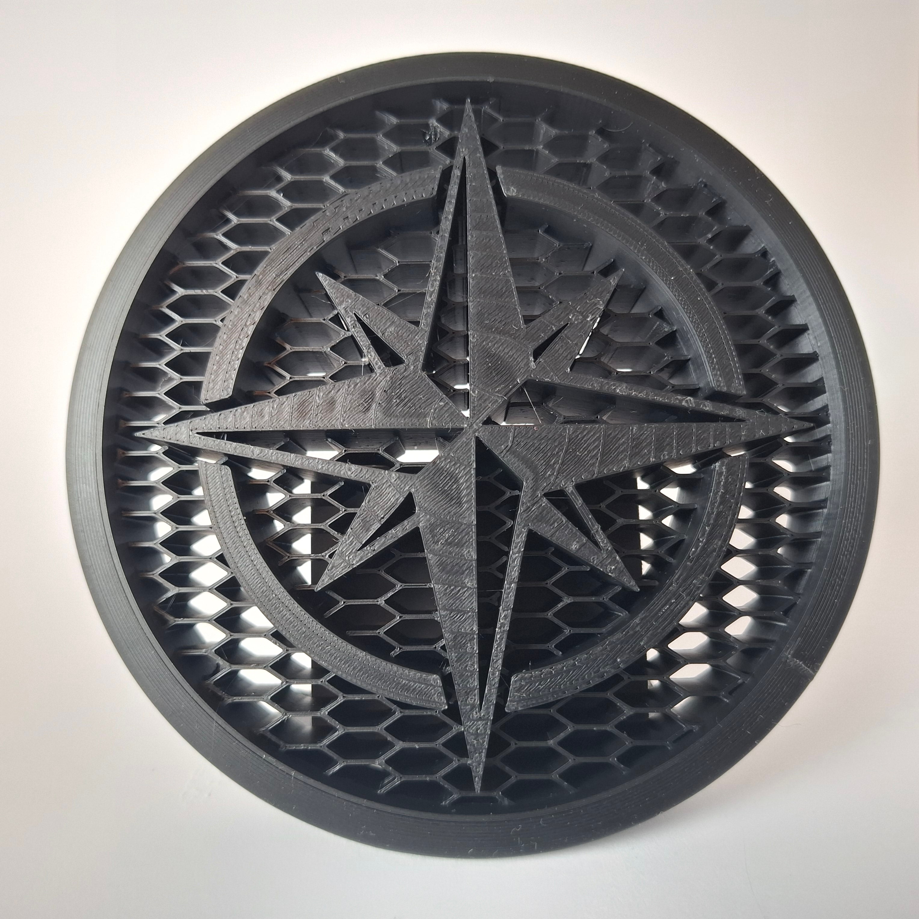 1.	VW Kühlergrill Emblem Kompass 3D Druck Frontansicht