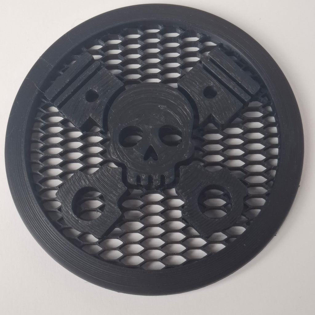 VW Kühlergrill Emblem Totenkopf Motor 3D Druck Frontansicht