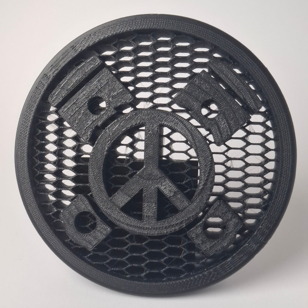VW Kühlergrill Emblem Kolben Peace 3D Druck Frontansicht