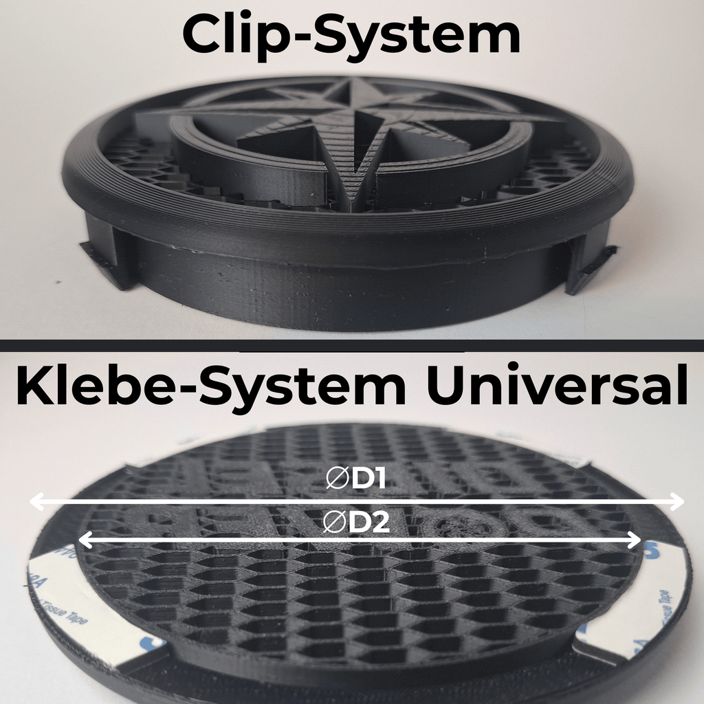 VW Kühlergrill Emblem [Design] 3D Druck Montage Clip Kleben