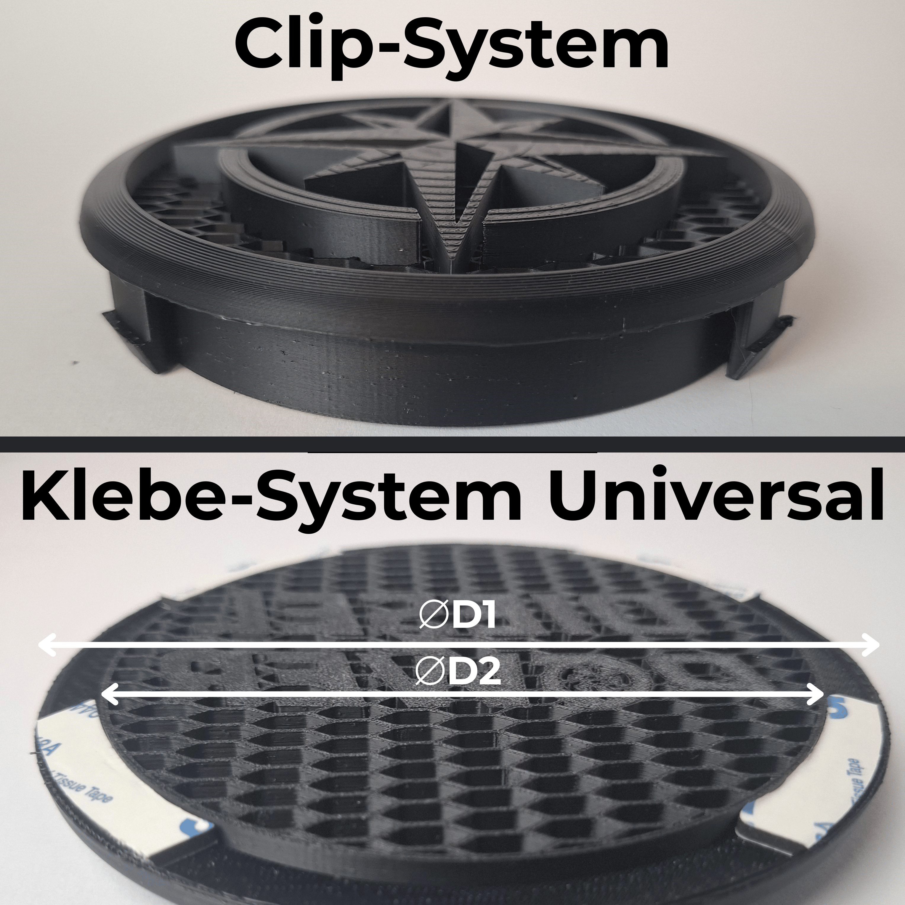 VW Kühlergrill Emblem [Design] 3D Druck Montage Clip Kleben